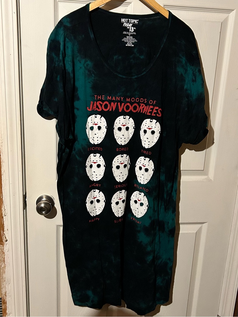 Hot Topic Jason Voorhees Graphic T-Shirt Dress - Dark Green Tie-Dye